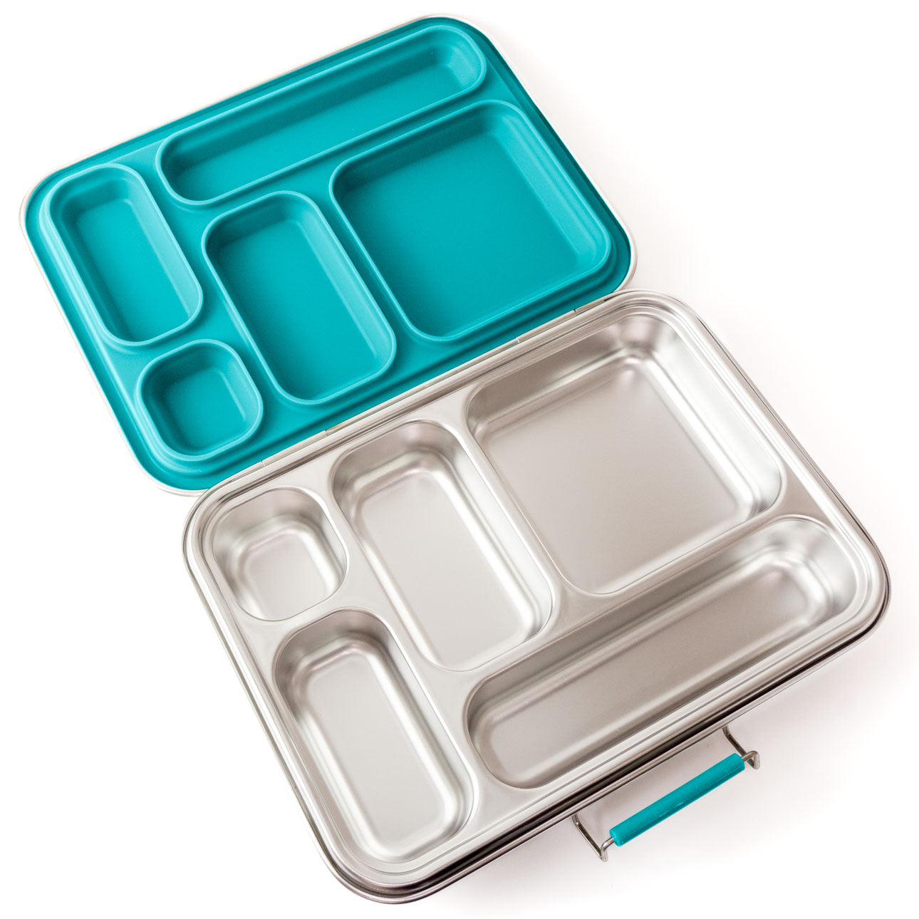 Lekkabox Grande Petrol – stalowy lunchbox 960 ml z 5 szczelnymi przegródkami, idealny do pracy, szkoły i na wycieczki