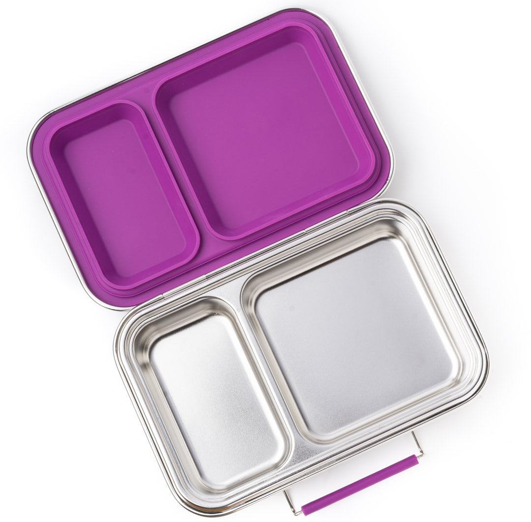 LEKKABOX® Duo Petrol – różowy lunchbox 750 ml z 2 szczelnymi komorami, stal nierdzewna, kompatybilny z foremkami bento, łatwy w czyszczeniu