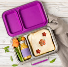 LEKKABOX® Duo Petrol – różowy lunchbox 750 ml z 2 szczelnymi komorami, stal nierdzewna, kompatybilny z foremkami bento, łatwy w czyszczeniu
