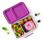 LEKKABOX® Duo Petrol – różowy lunchbox 750 ml z 2 szczelnymi komorami, stal nierdzewna, kompatybilny z foremkami bento, łatwy w czyszczeniu