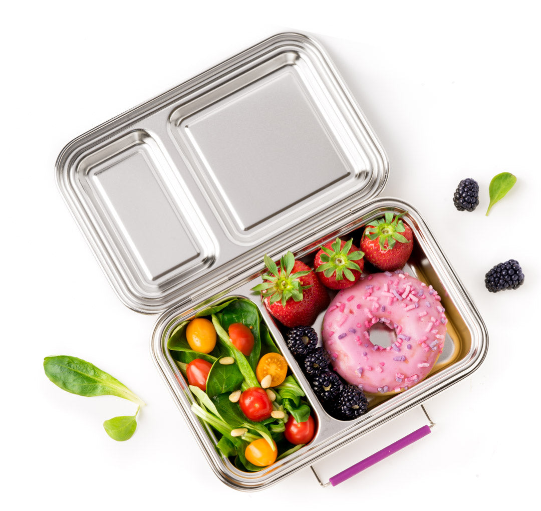 LEKKABOX® Duo Petrol – różowy lunchbox 750 ml z 2 szczelnymi komorami, stal nierdzewna, kompatybilny z foremkami bento, łatwy w czyszczeniu