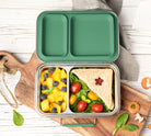 LEKKABOX® Duo Petrol – zielony lunchbox 750 ml z 2 szczelnymi komorami, stal nierdzewna, kompatybilny z foremkami bento, łatwy w czyszczeniu