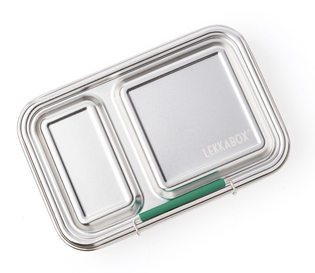 LEKKABOX® Duo Petrol – zielony lunchbox 750 ml z 2 szczelnymi komorami, stal nierdzewna, kompatybilny z foremkami bento, łatwy w czyszczeniu