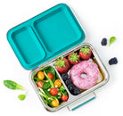 LEKKABOX® Duo Petrol – niebieski lunchbox 750 ml z 2 szczelnymi komorami, stal nierdzewna, kompatybilny z foremkami bento, łatwy w czyszczeniu,