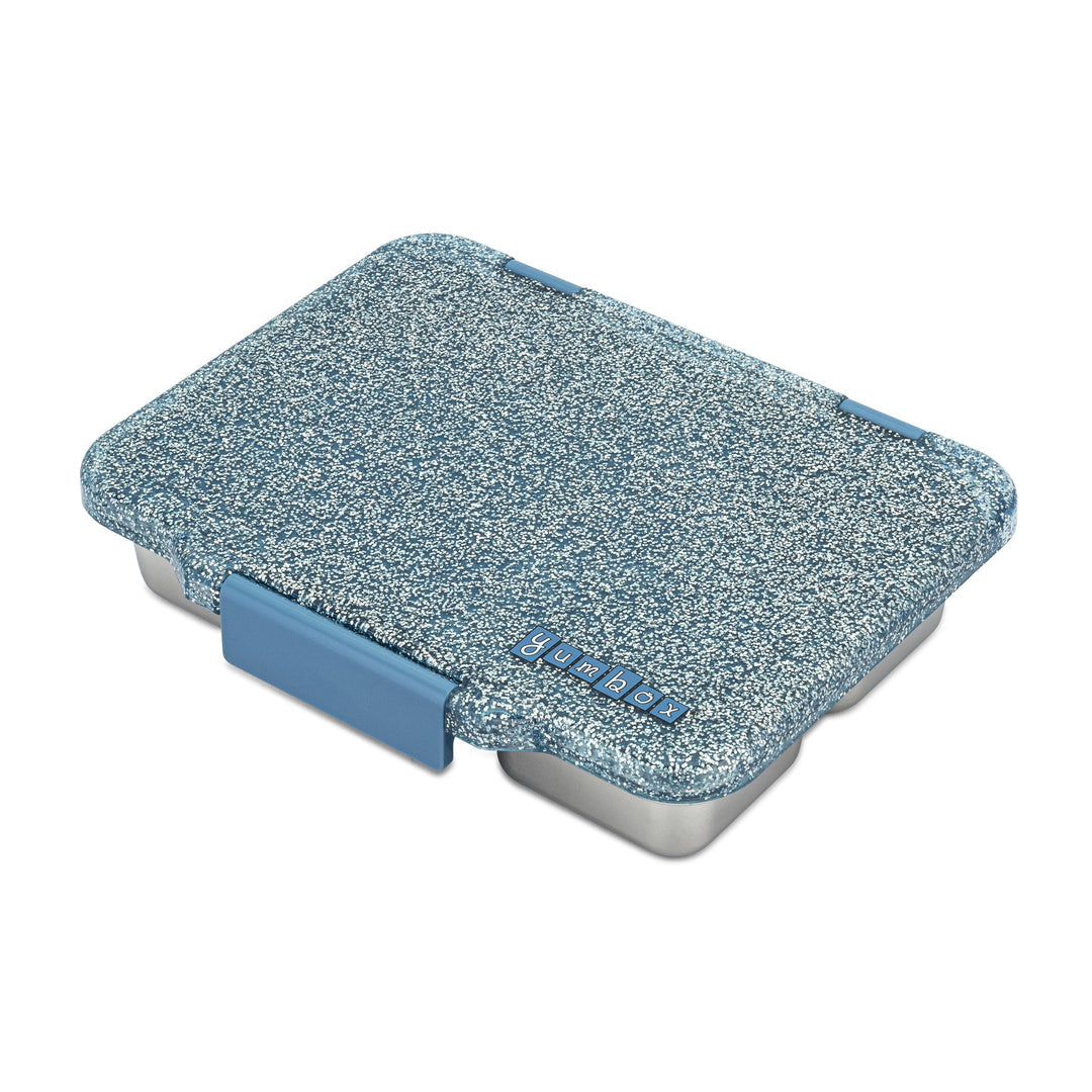 Yumbox Pret Paris Blue Glitter – stylowy, szczelny lunchbox ze stali nierdzewnej, idealny na codzienne posiłki, kolor: niebieski/brokatowy
