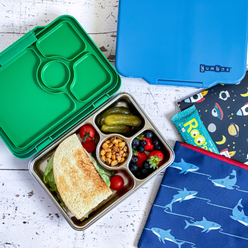 YUMBOX PRET stalowy lunchbox z 4 przegródkami, Pomme Green