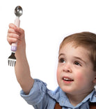 Stalowy łyżkowidelec Spork On The Go Melii - stal nierdzewna, używane razem lub osobno, zaokrąglone ząbki widelca, bezpieczne dla dzieci, higieniczne etui, kolor: różowy/fioletowy