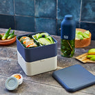 Monbento Square Blue Natural – szczelny duży pojemnik obiadowy do mikrofali