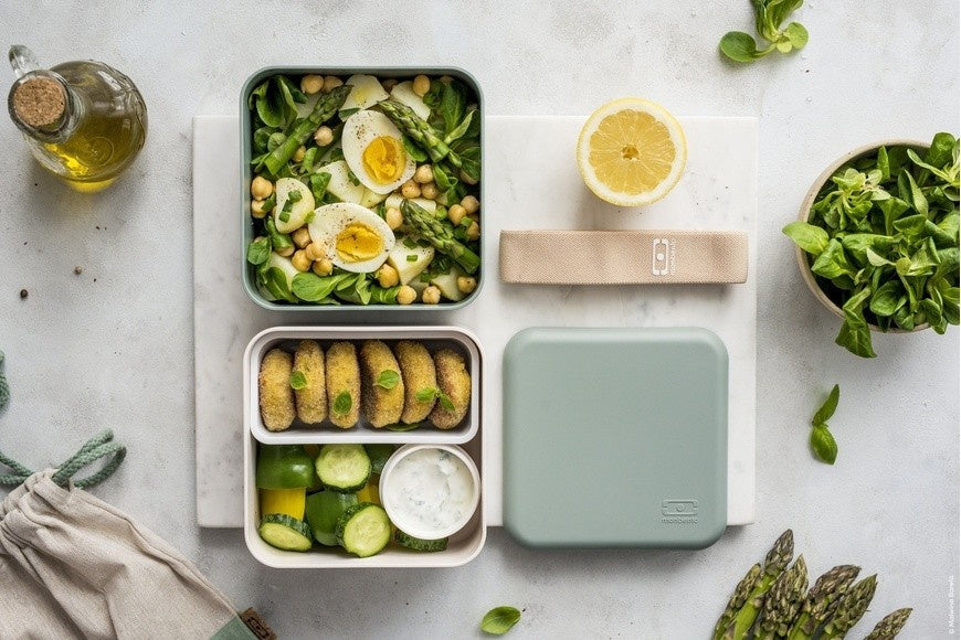 Monbento Square Natural Green – bento box nadający się do zamrażalnika i mikrofali