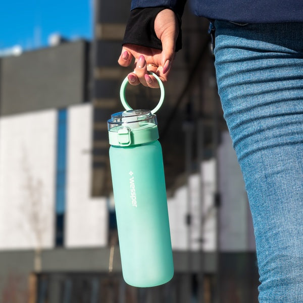 Wessper ActiveMax Glass 680 ml Mint – szklana butelka filtrująca, filtr węglowy, szkło borokrzemowe, ekologiczna, stylowa, bez BPA, kolor: zielona