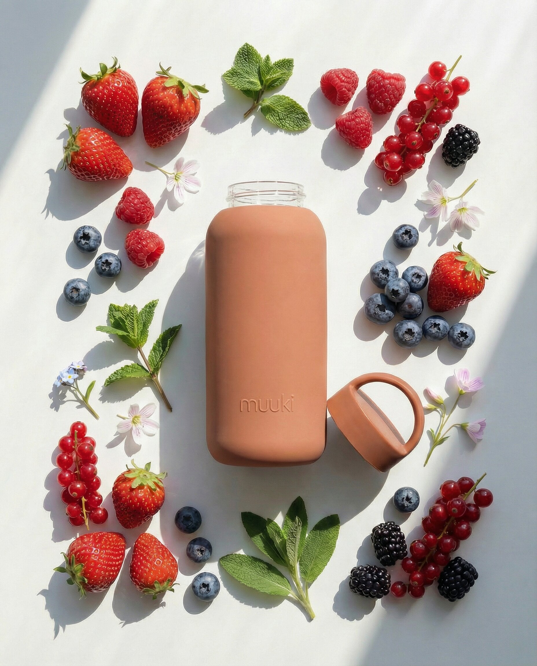 Muuki Daily Bottle Canyon Clay – butelka motywacyjna ze szkła borokrzemowego