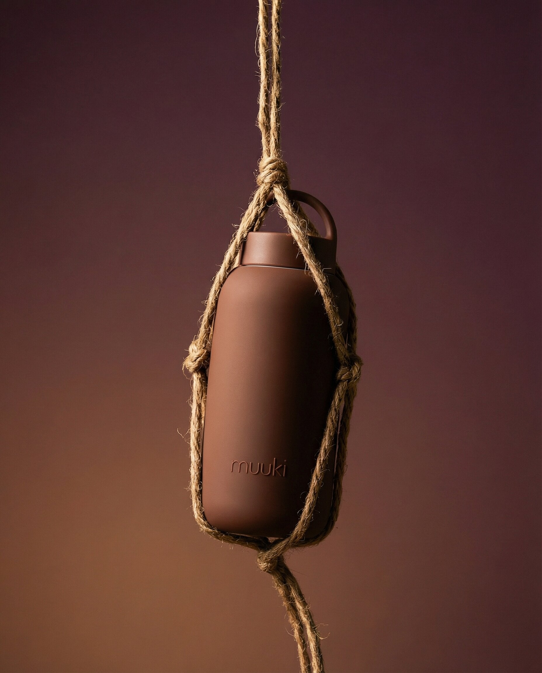 Butelka Muuki w kolorze Chocolate Plum – higieniczne i bezpieczne szkło borokrzemowe