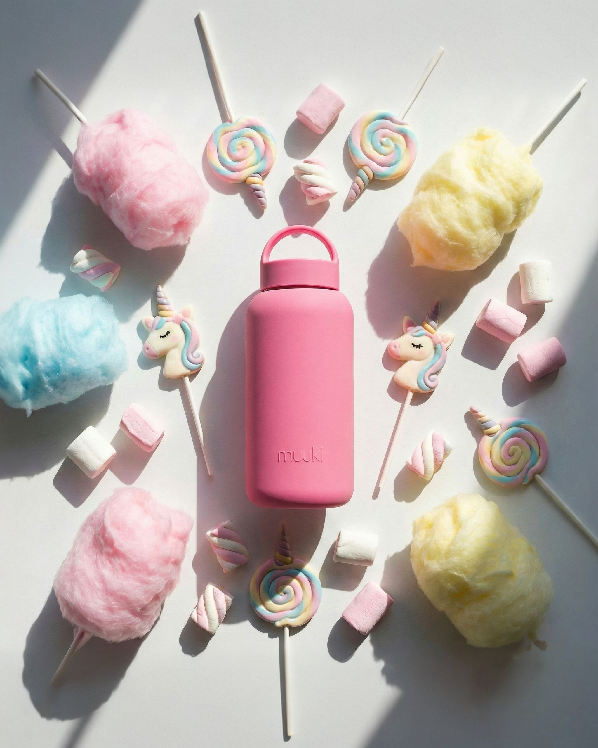 Lekka butelka szklana Muuki 720 ml z antypoślizgową powłoką w kolorze różowym