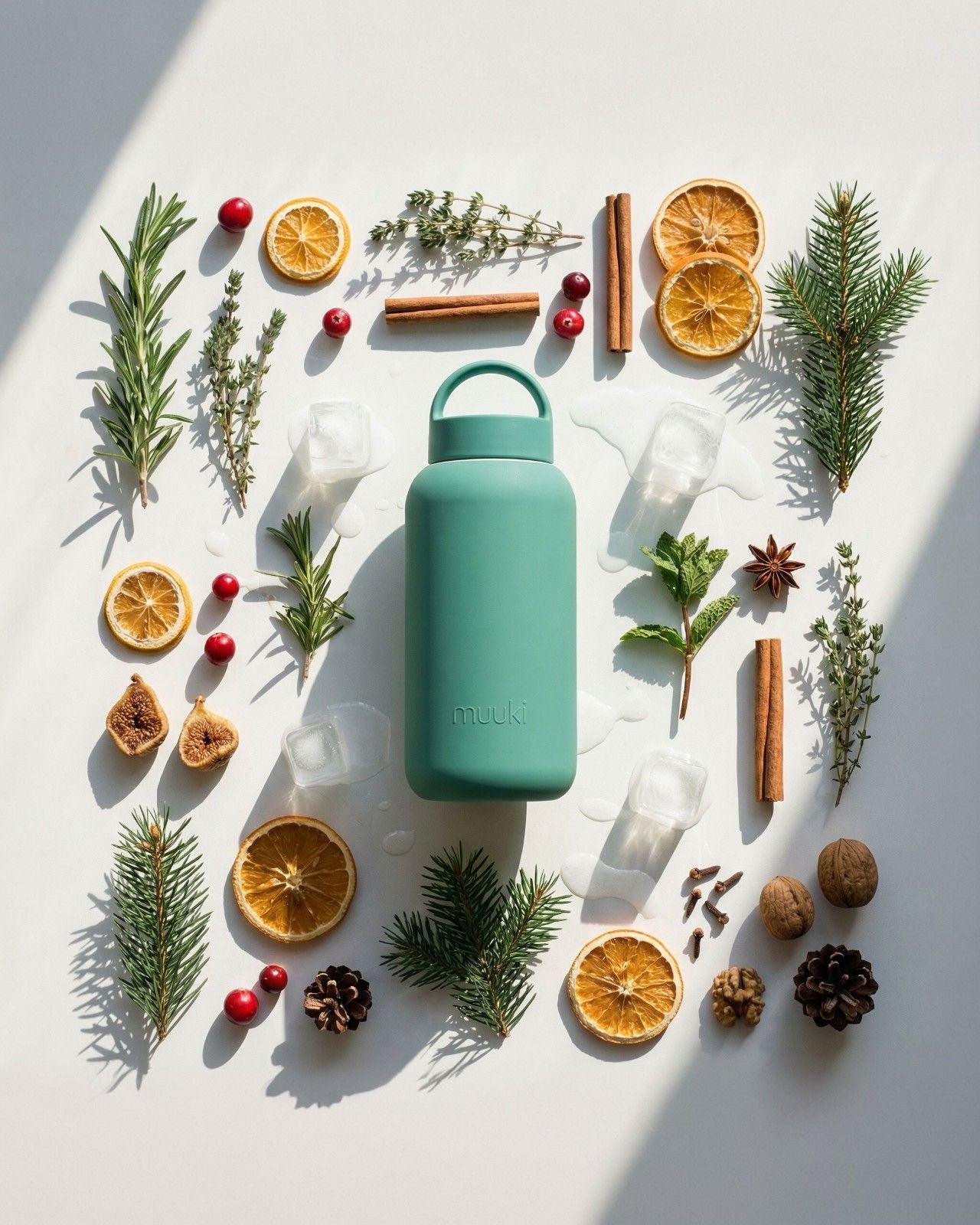 Muuki Daily Bottle Frosted Green – butelka motywacyjna ze szkła borokrzemowego