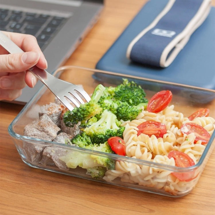 Niebieski szklany pojemnik na lunch Monbento MB Pure Natural Blue z przegródką