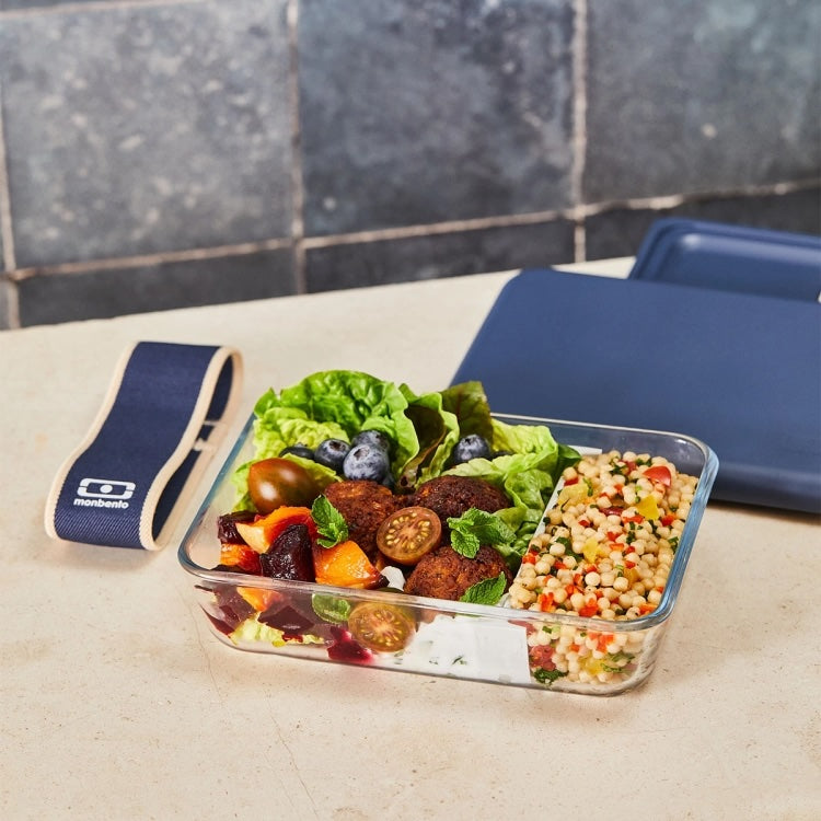 Monbento Pure Natural Blue – hermetyczny pojemnik ze szkła do podgrzewania posiłków