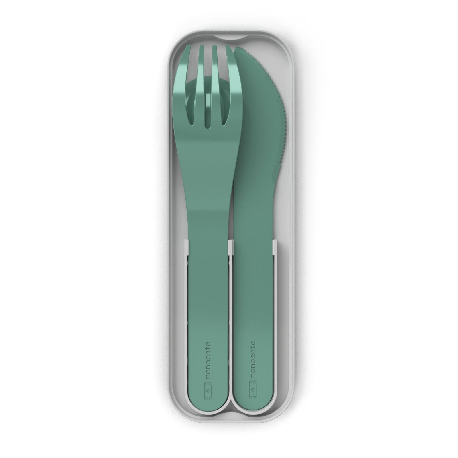 Monbento Pocket Color Forest Green – zestaw 3w1 sztućców z etui, lekki, wielorazowy, bez BPA, idealny w podróży, kolor: zielony