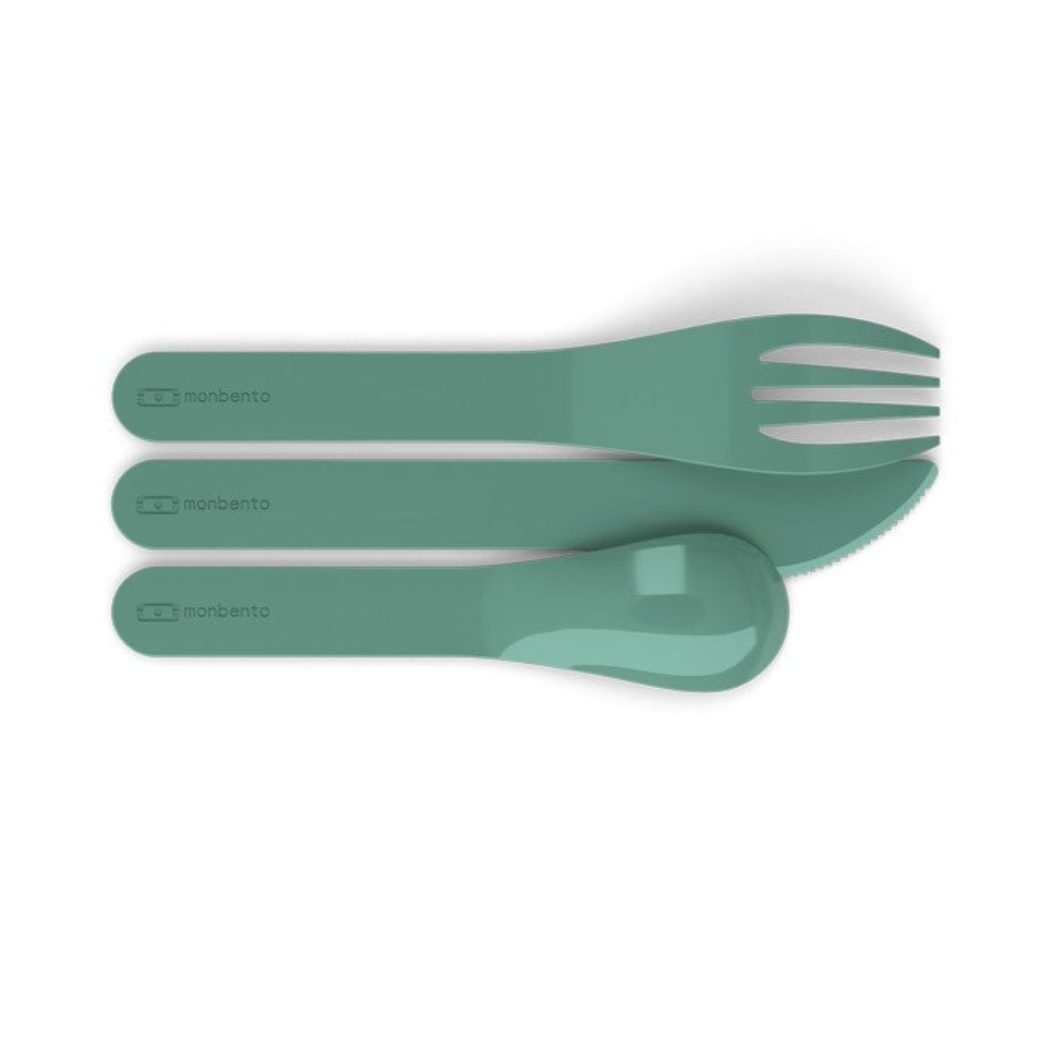 Monbento Pocket Color Forest Green – zestaw 3w1 sztućców z etui, lekki, wielorazowy, bez BPA, idealny w podróży, kolor: zielony
