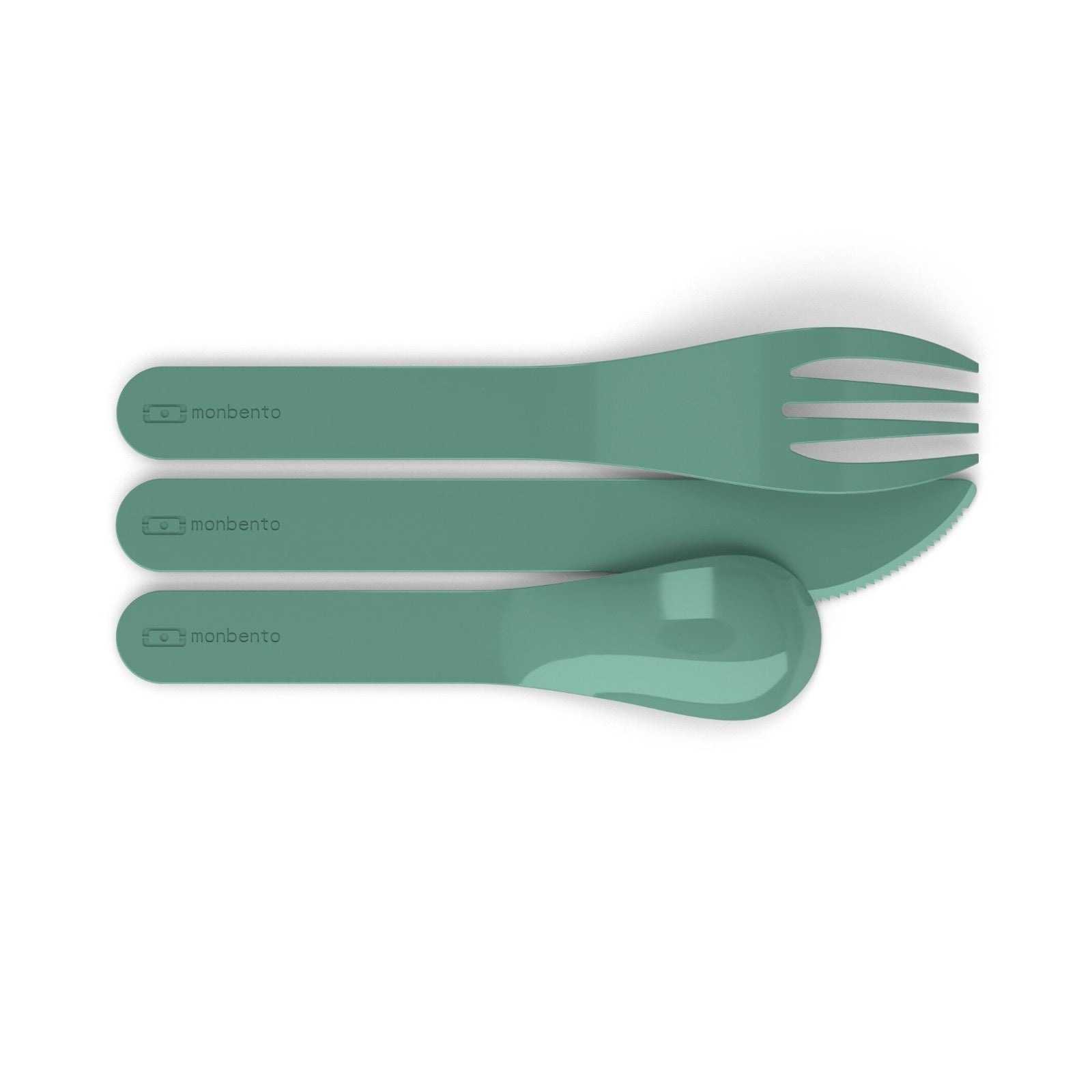 Monbento Pocket Color Forest Green – zestaw 3w1 sztućców z etui, lekki, wielorazowy, bez BPA, idealny w podróży, kolor: zielony