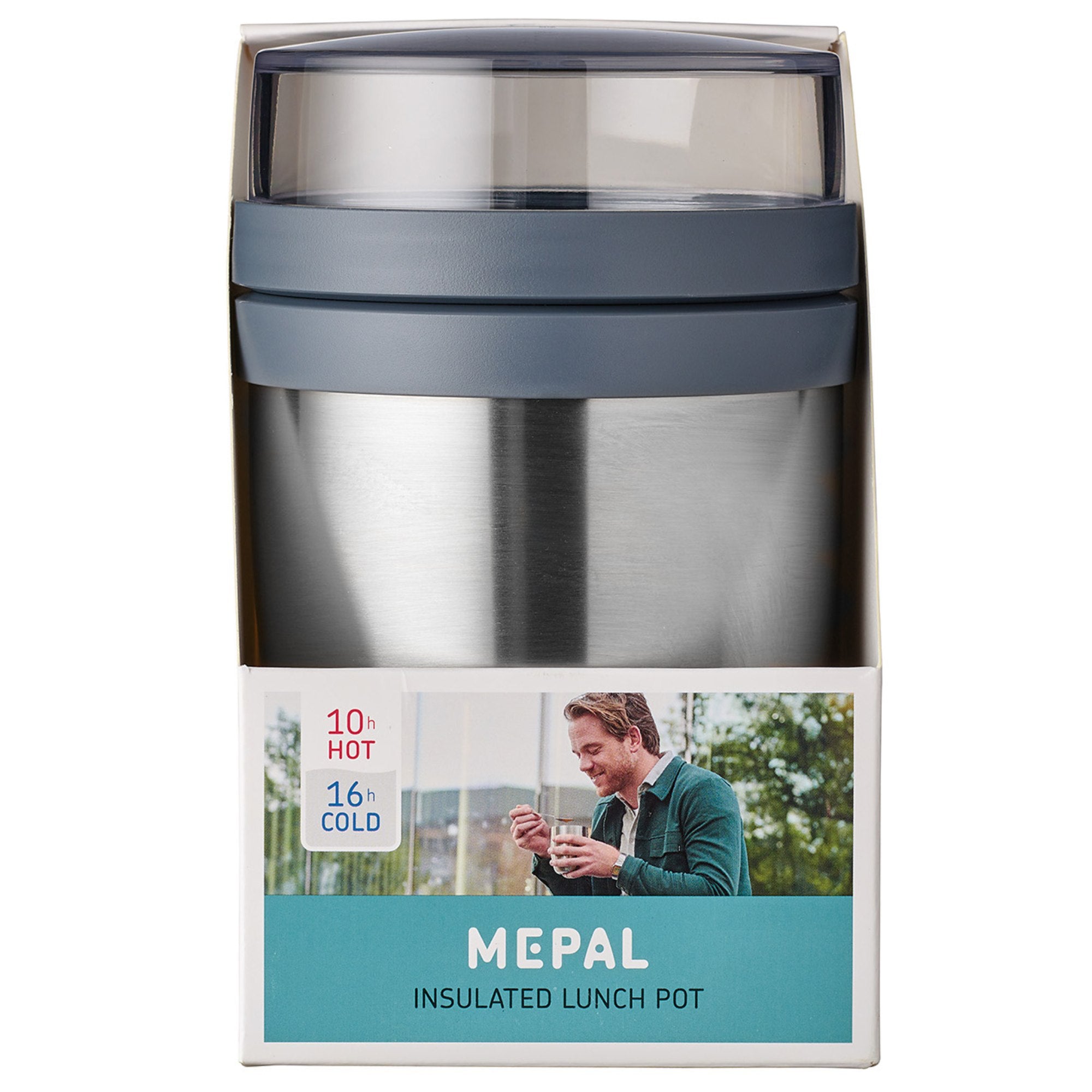 Termiczny pojemnik Mepal Lunch Pot - stalowy, z przegródką i izolacją, do pracy i szkoły, kolor: natural brushed