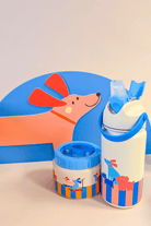 Kompaktowy, niebieski termos dla dzieci z pieskami The Cotton Cloud Woof Gang