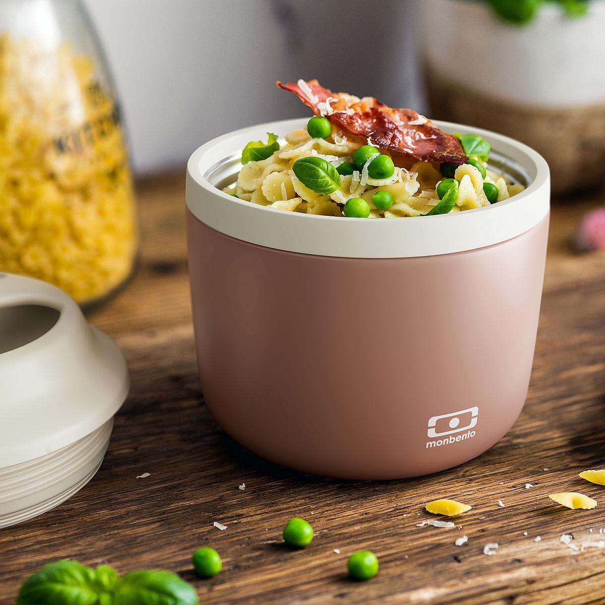 Monbento Element Pink Moka– termos obiadowy 550 ml. Utrzymuje ciepło do 10 h, 100% szczelny, stal nierdzewna 316. Idealny na zupy i obiady w podróży, kolor: różowy