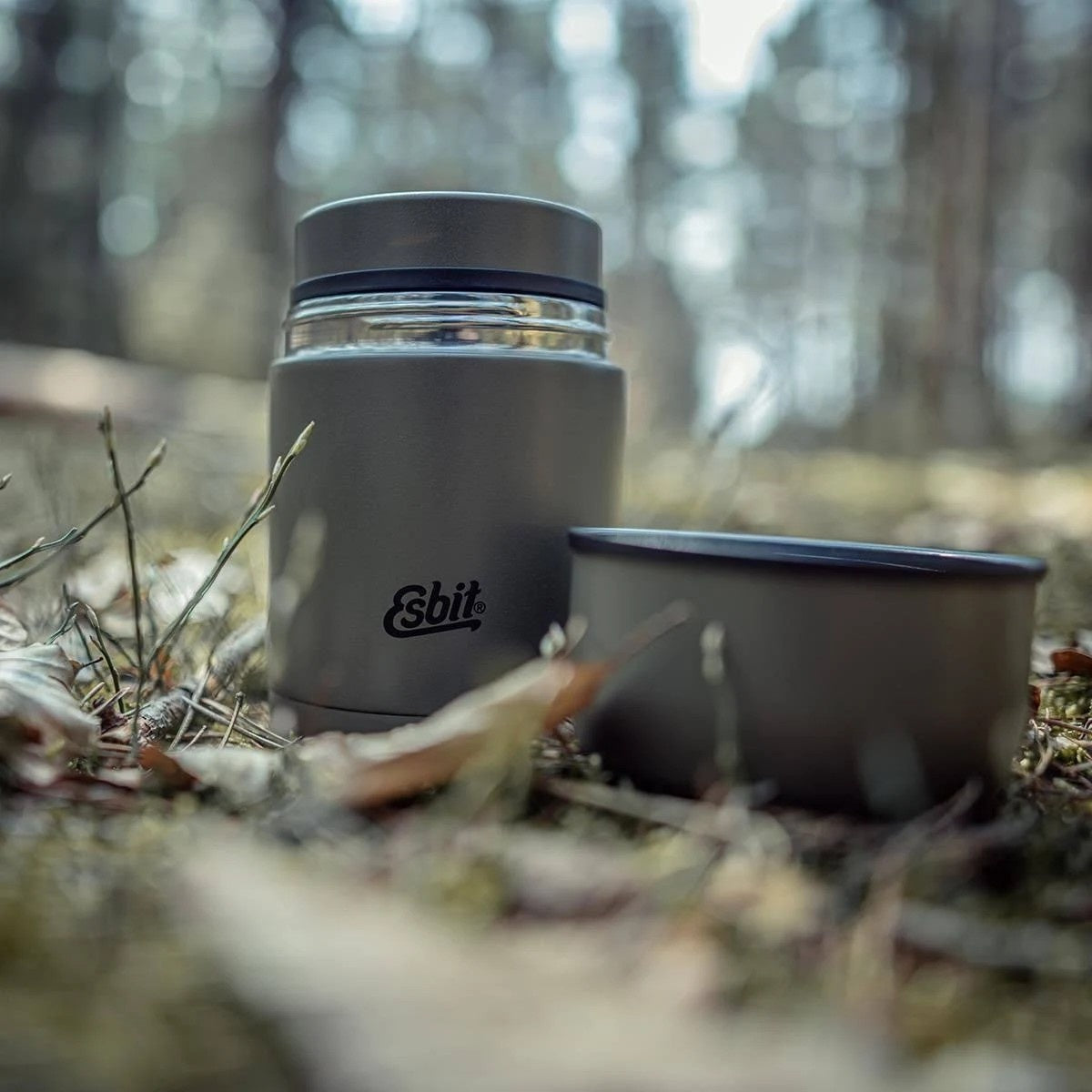 Stalowy termos obiadowy Esbit 0,75 l Olive Green z zakrętką służącą jako miska