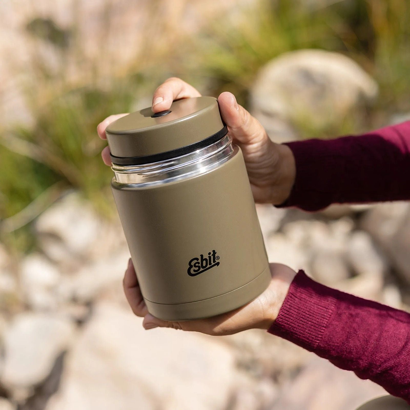 Esbit Food Jug Olive Green 750 ml – oliwkowy termos obiadowy z zaworem bezpieczeństwa