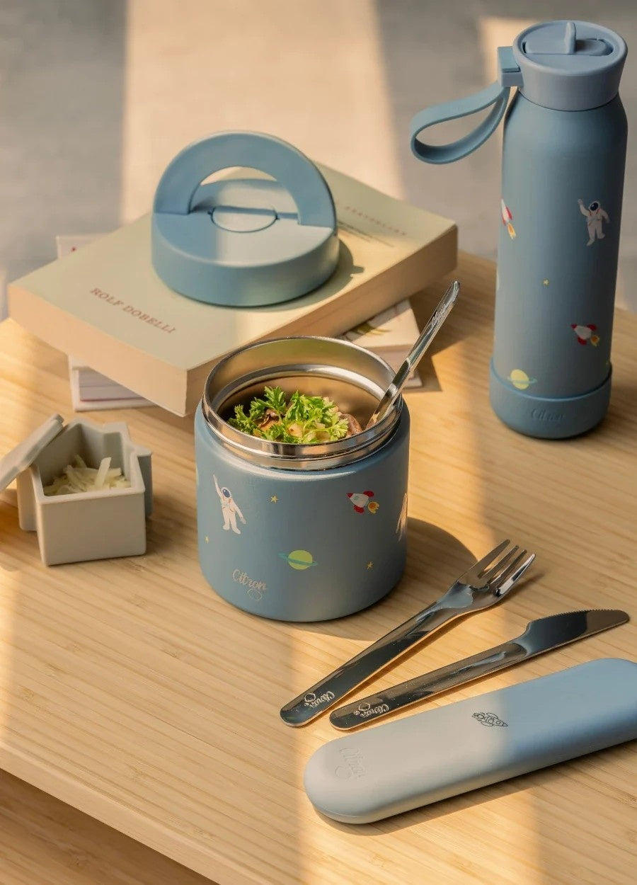 Termos obiadowy Citron Spaceship 350 ml dla dzieci – stal nierdzewna, szczelny, bez BPA, wzór kosmos, ciepło do 6h