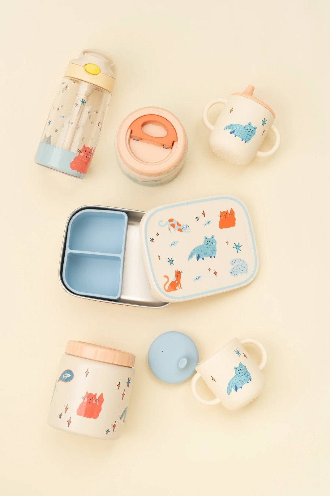 Termos obiadowy The Cotton Cloud – 500 ml, utrzymuje ciepło do 6 h, idealny do szkoły i przedszkola, wzór: kotki