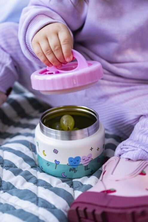 Termos obiadowy The Cotton Cloud – 350 ml, utrzymuje ciepło do 6 h, idealny do szkoły i przedszkola, wzór: serduszka