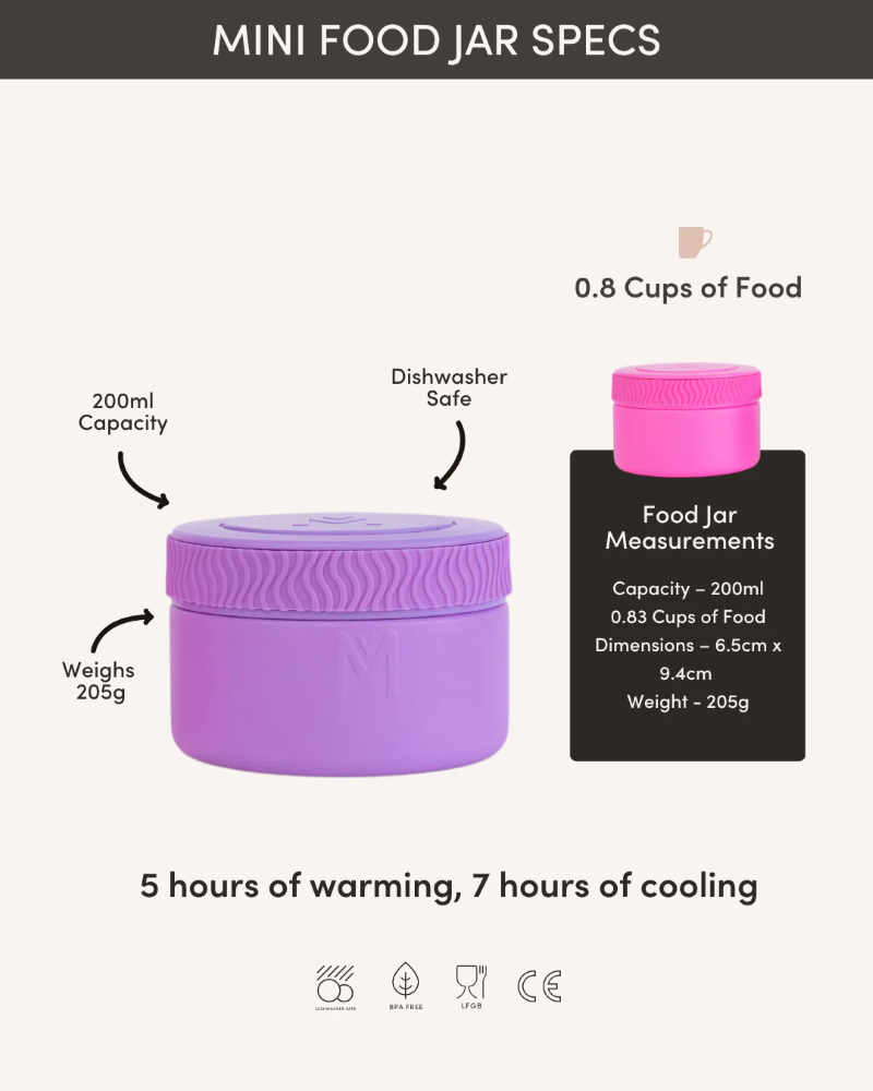 MontiiCo Food Jar Calypso 200 ml – termos dla dzieci, szczelny, utrzymuje ciepło do 5 h, idealny do szkoły, kolor: różowy