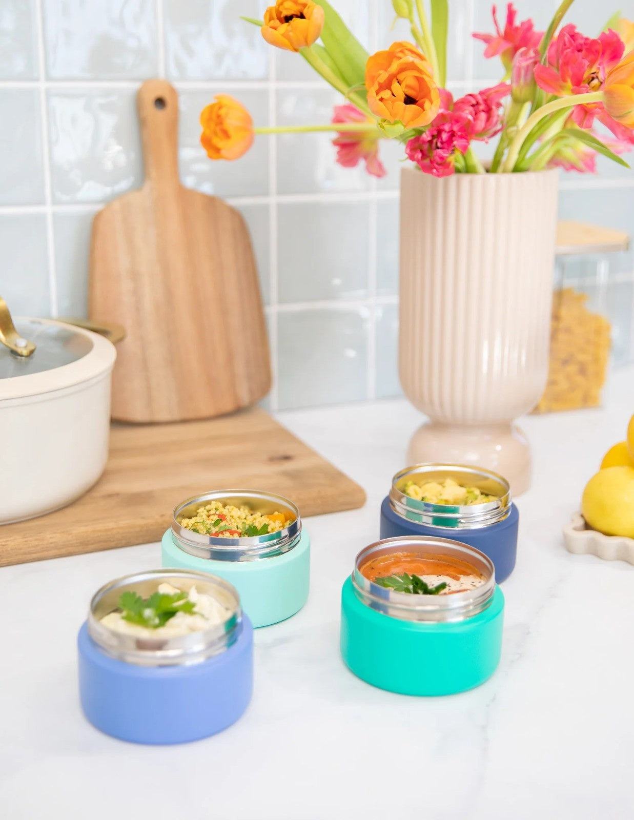 MontiiCo Food Jar Splash 200 ml – termos dla dzieci, szczelny, utrzymuje ciepło do 5 h, idealny do szkoły, kolor: niebieski