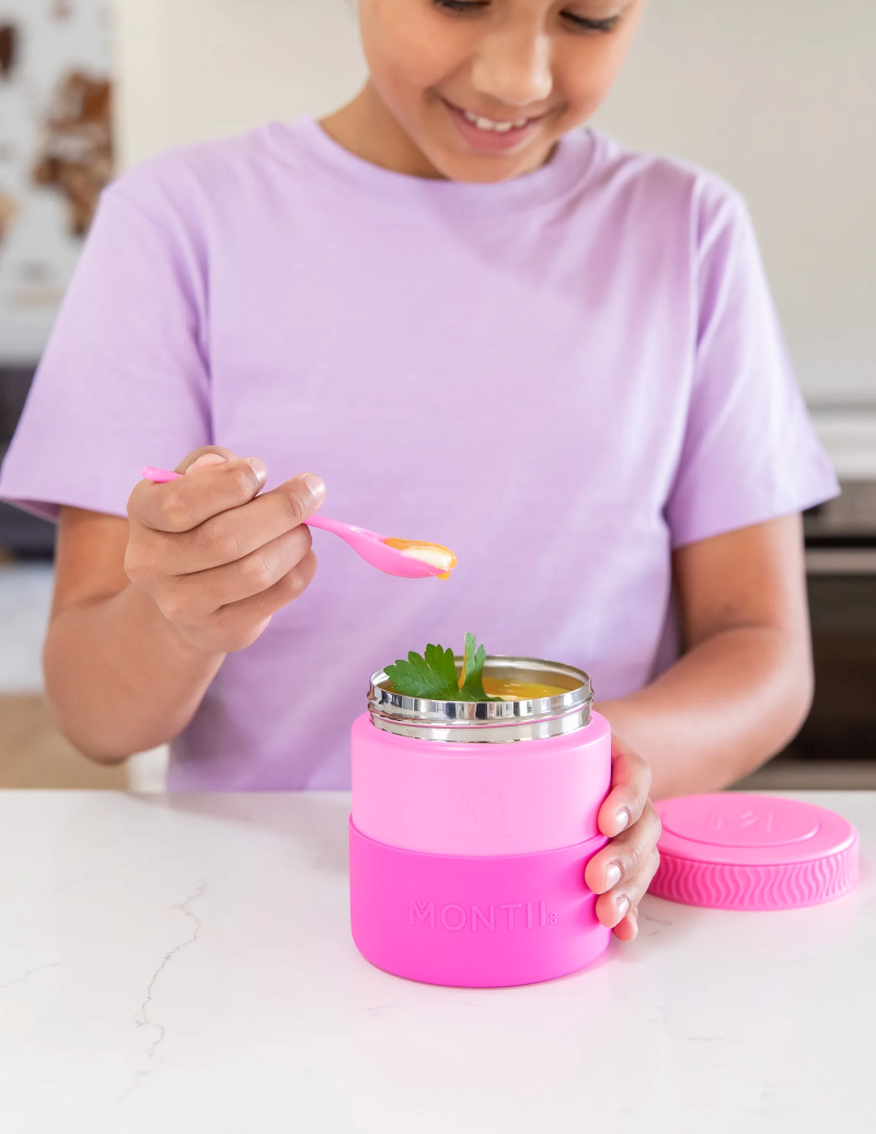 MontiiCo Food Jar Calypso 400 ml – termos dla dzieci, szczelny, utrzymuje ciepło do 7 h, idealny do szkoły, kolor: różowy