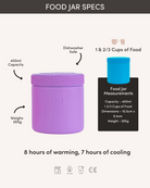 MontiiCo Food Jar Dusk 400 ml – termos dla dzieci, szczelny, utrzymuje ciepło do 7 h, idealny do szkoły, kolor: fioletowy