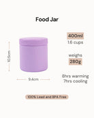 MontiiCo Food Jar Lilac 400 ml – termos dla dzieci, szczelny, utrzymuje ciepło do 7 h, idealny do szkoły, kolor: fioletowy