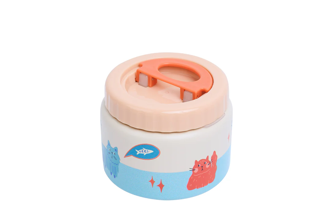 Termos obiadowy The Cotton Cloud – 350 ml, utrzymuje ciepło do 6 h, idealny do szkoły i przedszkola, wzór: kotki