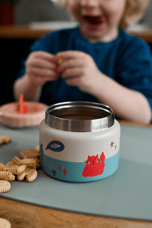 Termos obiadowy The Cotton Cloud – 350 ml, utrzymuje ciepło do 6 h, idealny do szkoły i przedszkola, wzór: kotki