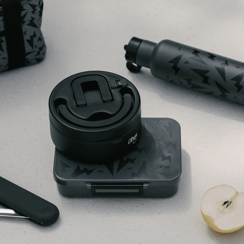 Termos obiadowy Citron 400 ml Black z podziałką – stal nierdzewna, szczelny, czarny, bez BPA, ciepło do 5h, zimno do 7h