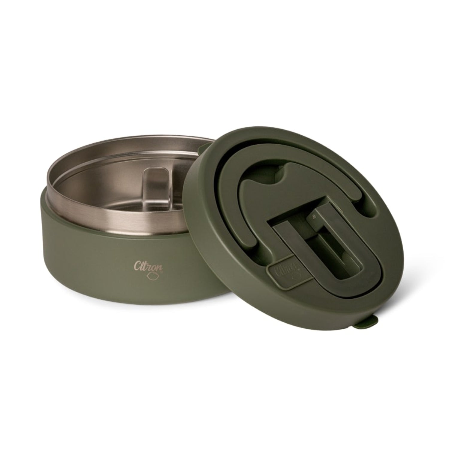 Termos obiadowy Citron 400 ml Olive Green z podziałką – stal nierdzewna, szczelny, oliwkowy, bez BPA, ciepło do 5h, zimno do 7h