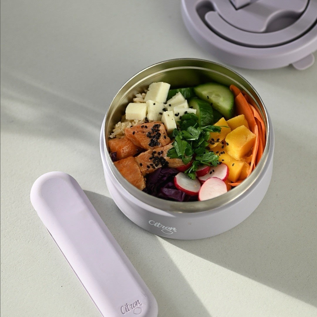 Termos obiadowy Citron 400 ml Purple z podziałką – stal nierdzewna, szczelny, fioletowy, bez BPA, ciepło do 5h, zimno do 7h