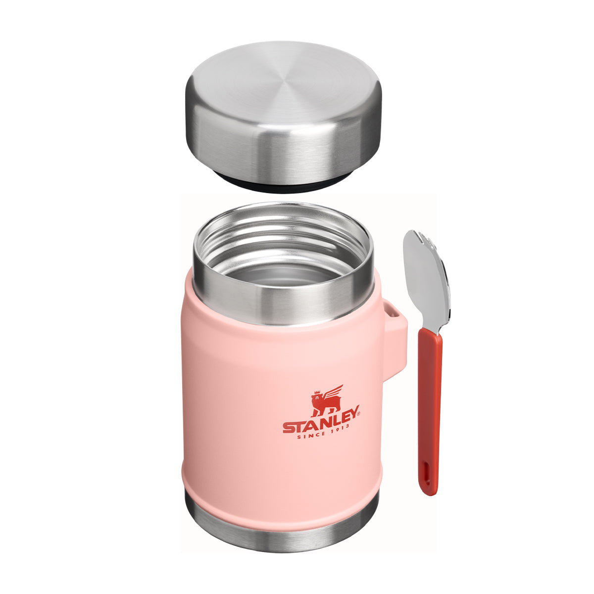Brzoskwiniowy termos na jedzenie Stanley Classic 0,4 l z dołączonym widelcem
