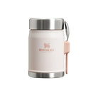 Różowy termos obiadowy Stanley Classic Rose Quartz 400 ml – kompaktowy, z izolacją i łyżką.
