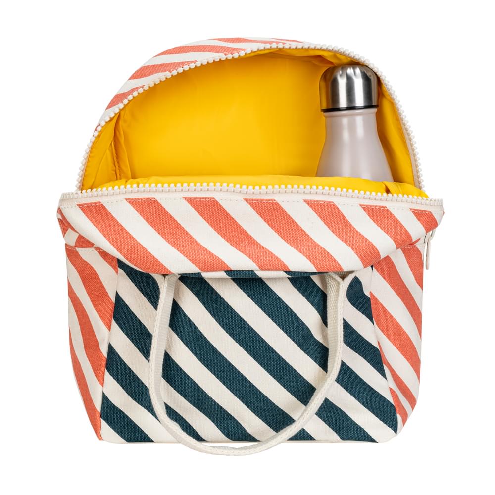 Torba termiczna na lunch Stripes– ekologiczna, pojemna, z bawełny organicznej i RPET, wodoodporna i lekka, wzór: paski
