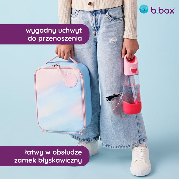 Różowo-niebieska torba termiczna na lunch do szkoły w kolorze Morning Sky B.box