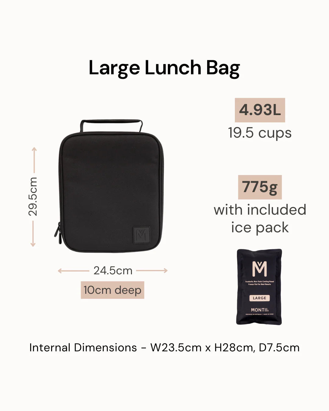 Torba termiczna MontiiCo Construction L – dwie komory, wkład chłodzący, wodoodporna i trwała, wzór: pojazdy