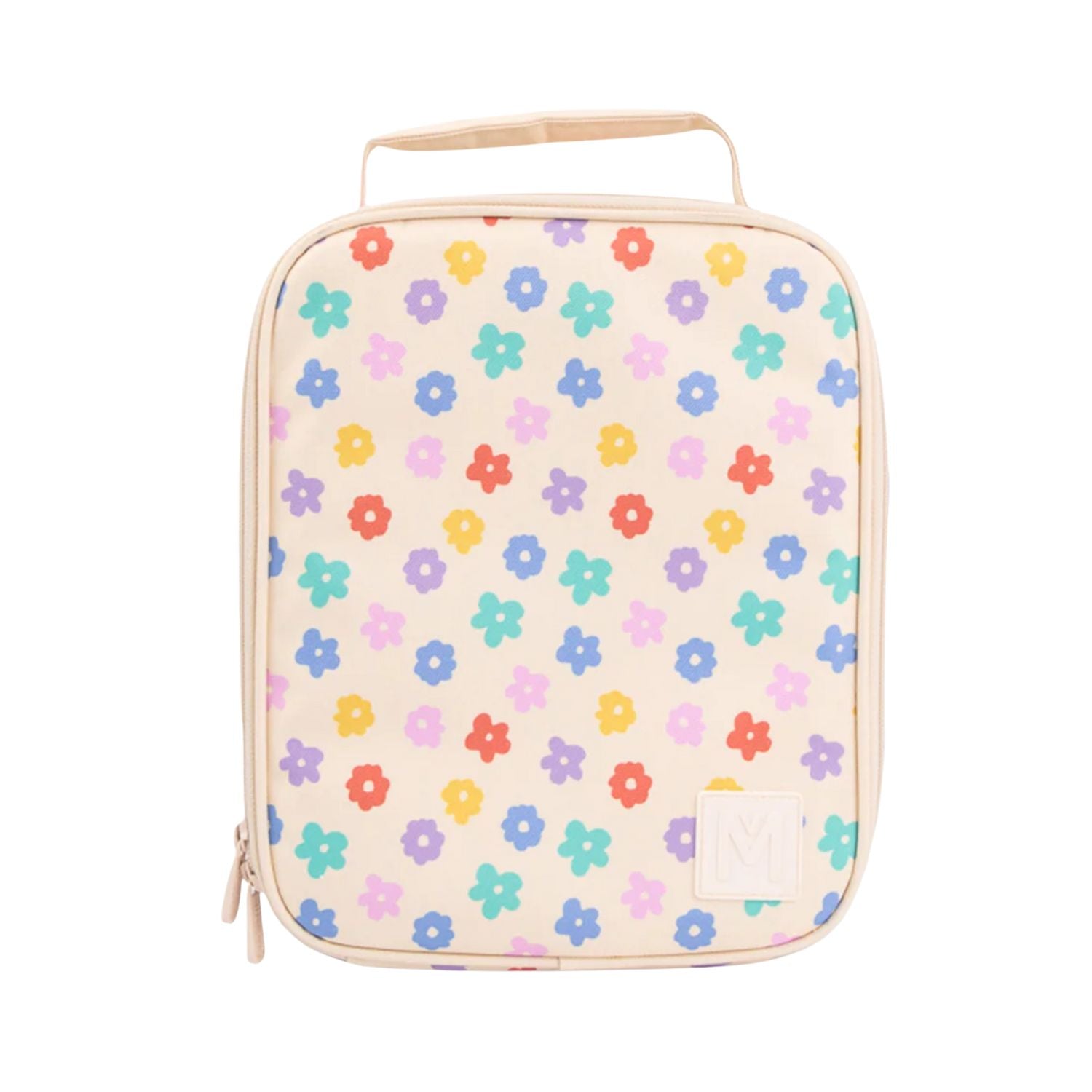 Torba termiczna MontiiCo Daisy Dream L – dwie komory, wkład chłodzący, wodoodporna i trwała, wzór: kwiatki