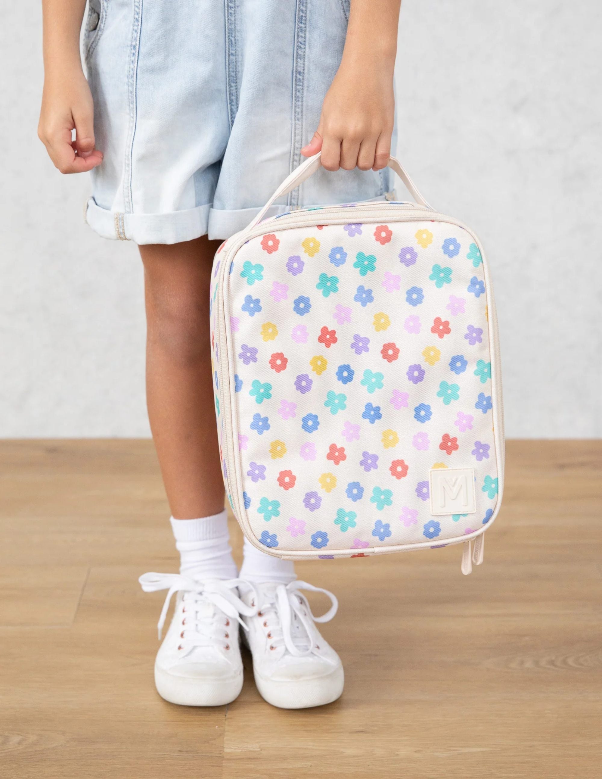 Torba termiczna MontiiCo Daisy Dream L – dwie komory, wkład chłodzący, wodoodporna i trwała, wzór: kwiatki