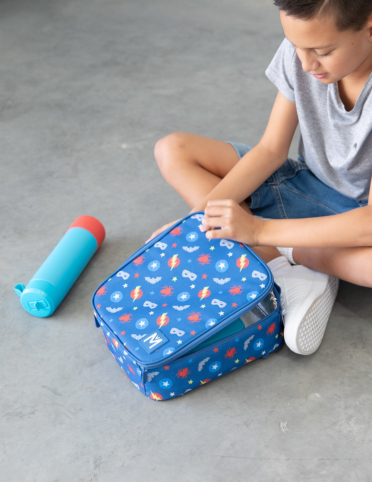 Torba termiczna MontiiCo Superhero L – dwie komory, wkład chłodzący, wodoodporna i trwała, kolor: niebieski