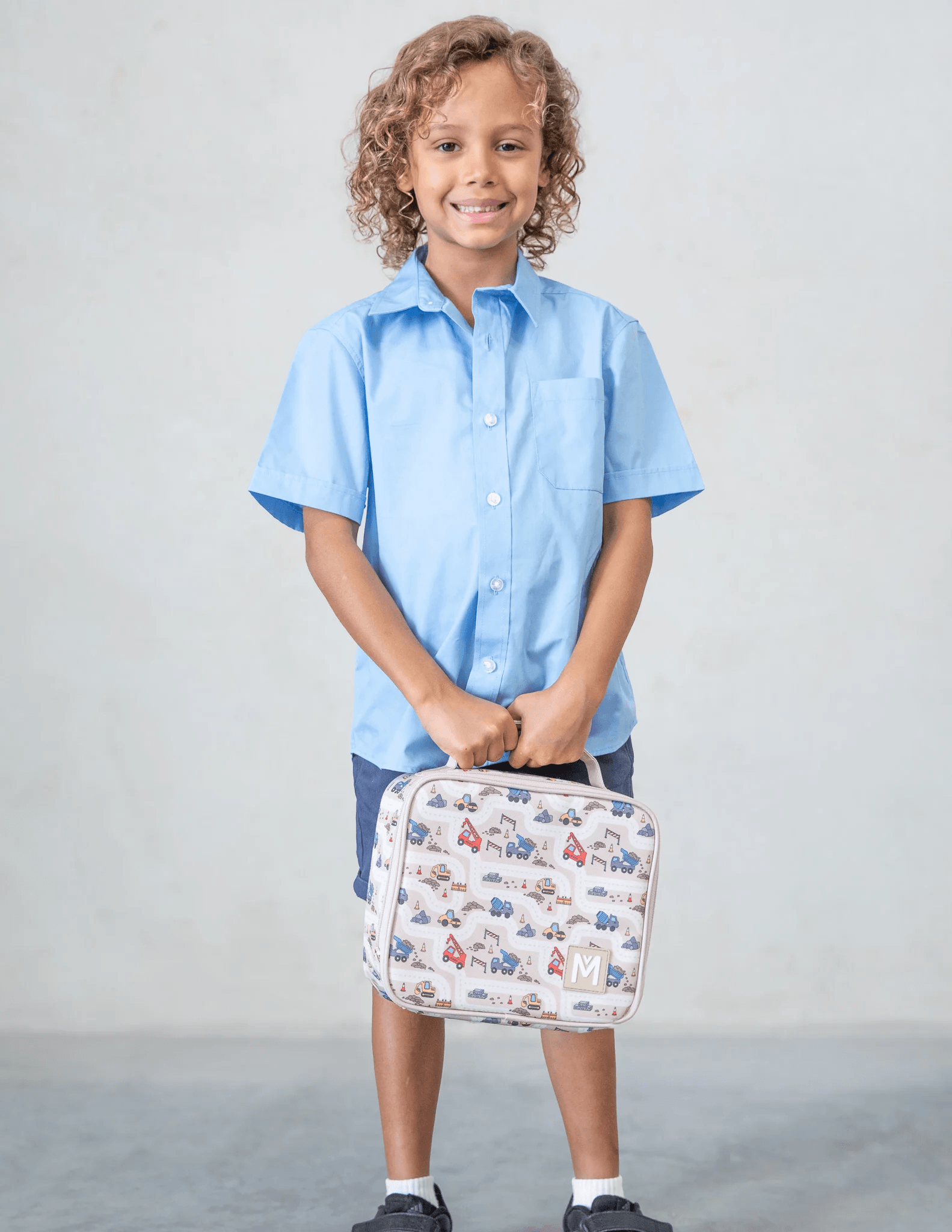 Montiico Lunch Bag M Construction - Torba termiczna dla chłopca z motywem budowy i dźwigów